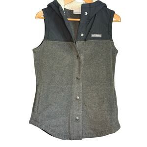 Columbia Sportswear Vest Women's Small Gray Fleece Sherpa Lined Hood
